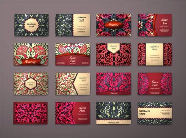 Vektör vintage kartvizit büyük set