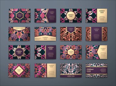 Vektör vintage kartvizit büyük set