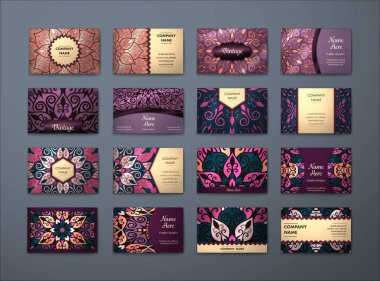 Vektör vintage kartvizit büyük set