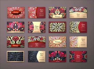 Vektör vintage kartvizit büyük set