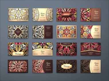 Vektör vintage kartvizit büyük set