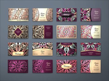 Vektör vintage kartvizit büyük set