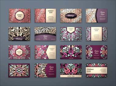 Vektör vintage kartvizit büyük set