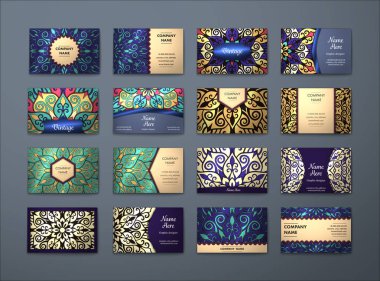 Vektör vintage kartvizit büyük set