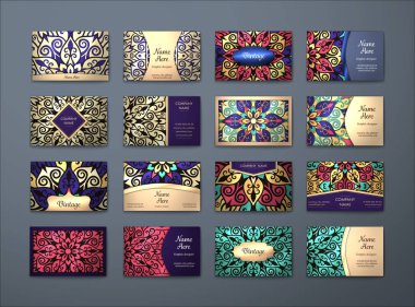 Vektör vintage kartvizit büyük set