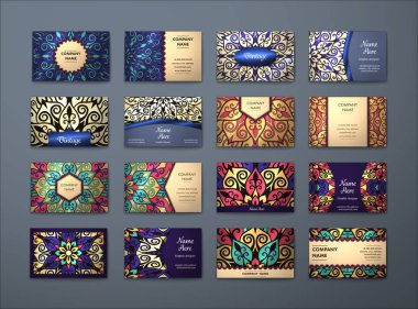 Vektör vintage kartvizit büyük set