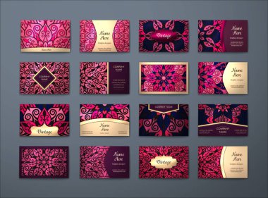 Vektör vintage kartvizit büyük set