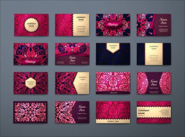 Vektör vintage kartvizit büyük set