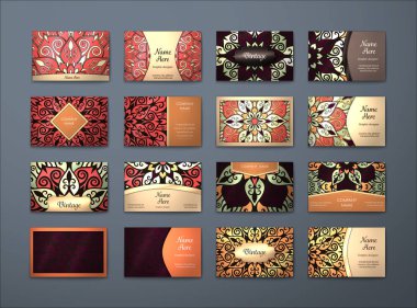 Vektör vintage kartvizit büyük set