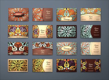 Vektör vintage kartvizit büyük set