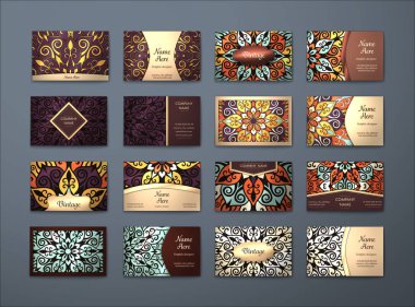 Vektör vintage kartvizit büyük set