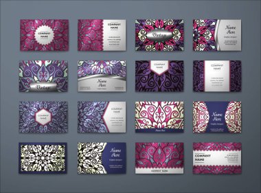 Vektör vintage kartvizit büyük set