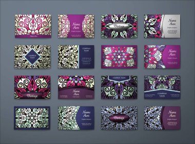 Vektör vintage kartvizit büyük set