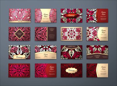 Vektör vintage kartvizit büyük set