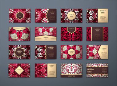 Vektör vintage kartvizit büyük set