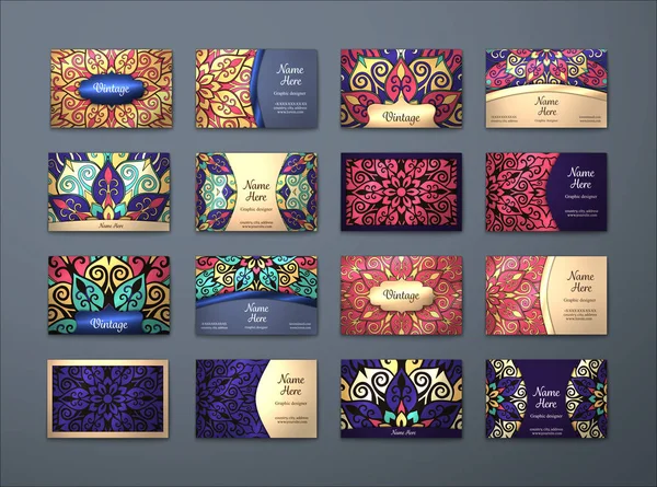 Vektör vintage kartvizit büyük set