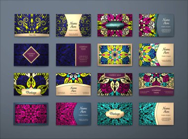 Vektör vintage kartvizit büyük set