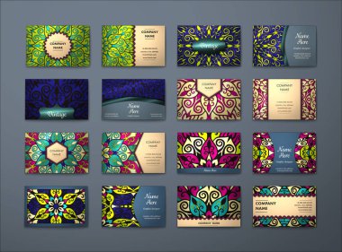 Vektör vintage kartvizit büyük set