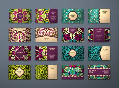 Vektör vintage kartvizit büyük set