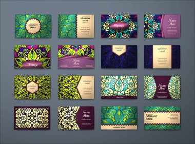 Vektör vintage kartvizit büyük set