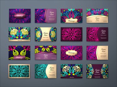 Vektör vintage kartvizit büyük set