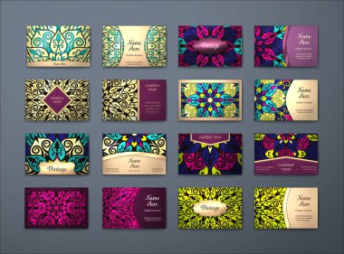 Vektör vintage kartvizit büyük set