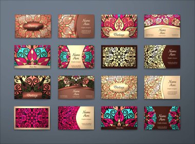 Vektör vintage kartvizit büyük set