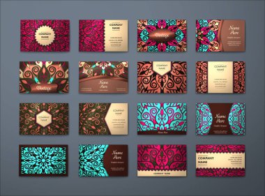 Vektör vintage kartvizit büyük set