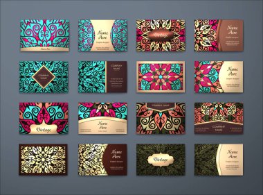 Vektör vintage kartvizit büyük set