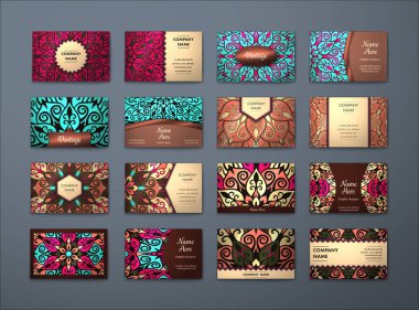 Vektör vintage kartvizit büyük set