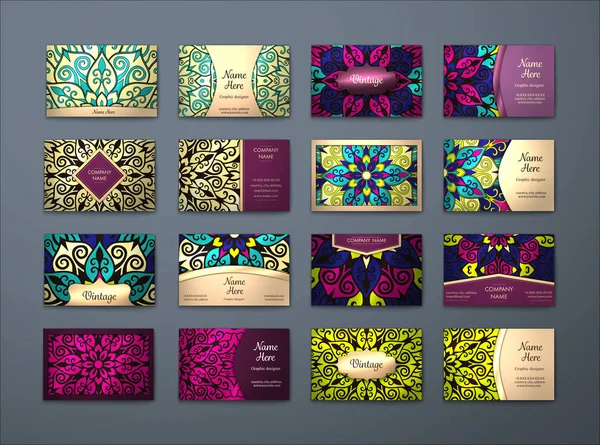 Vektör vintage kartvizit büyük set