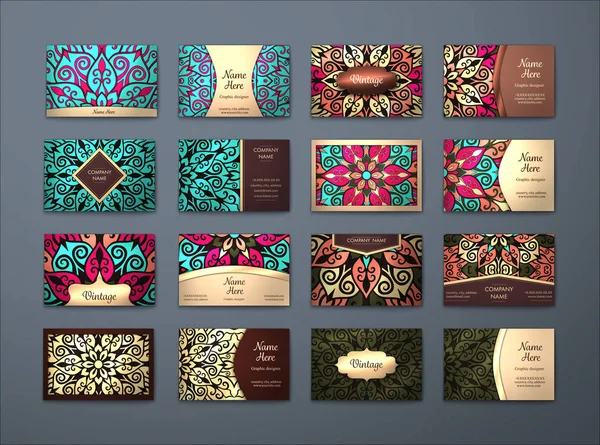 Vektör vintage kartvizit büyük set