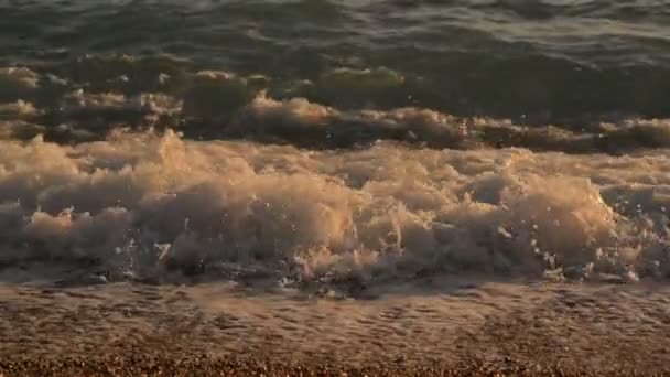 Golven op de Adriatische Zee, zonsondergang — Stockvideo