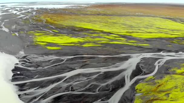 Flygfoto över glaciärflodens delta på Island — Stockvideo