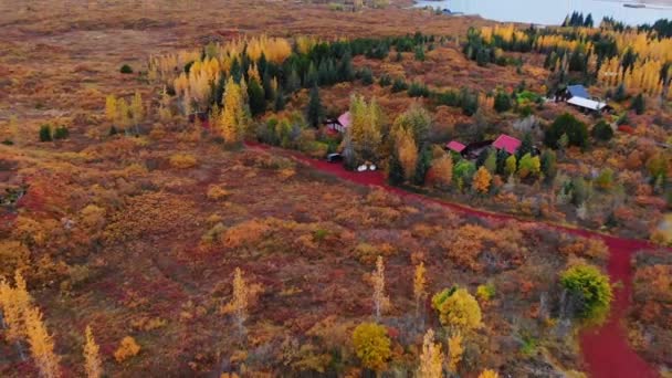 Национальный парк Тингвеллир, Исландия, дрон летит назад — стоковое видео