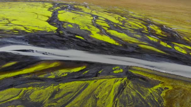 Flygfoto över glaciärflodens delta på Island — Stockvideo