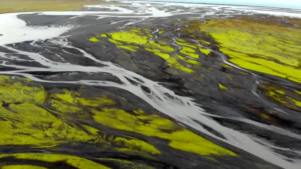 Veduta aerea del delta del fiume ghiacciaio in Islanda — Video Stock