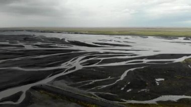 Buzul nehirlerinin, İzlanda 'nın havadan görünüşü.