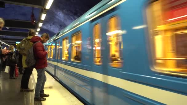 Stockholm, schweden - dez 4, 2019: menschen auf der station t-centralen von stockholm. — Stockvideo