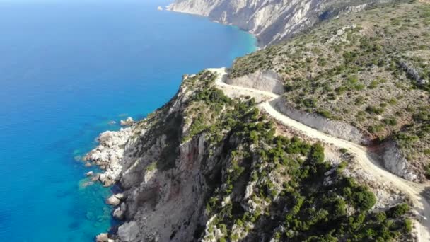 Aerial view of the rocky shore of the Ionian Sea. — Stock Video