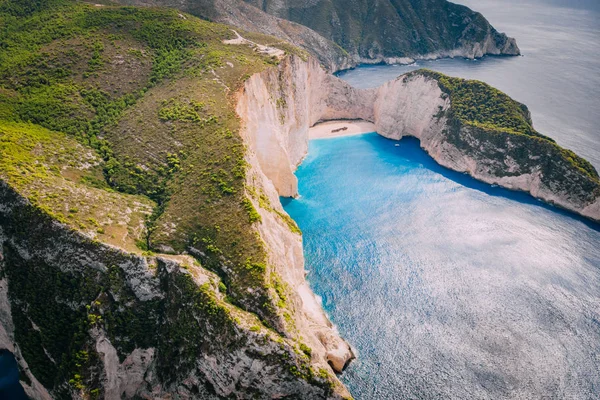 Letecký panoramatický výhled na slavnou pláž Zakynthos, Řecko — Stock fotografie