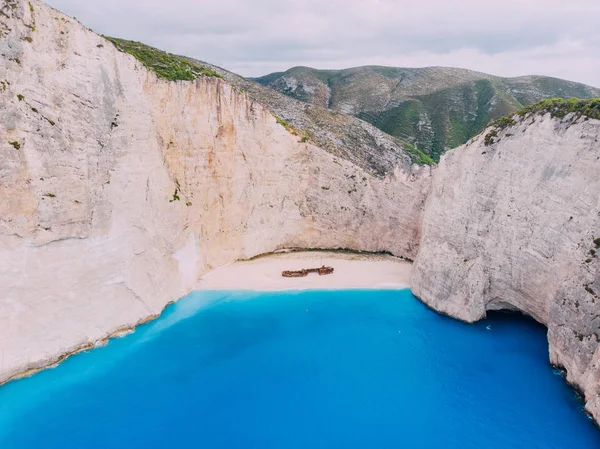 上视图Navagio湾沉船海滩希腊Zakynthos — 图库照片