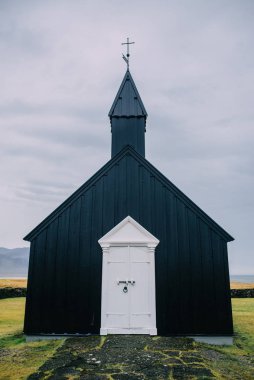 Facade of the black church, Iceland.