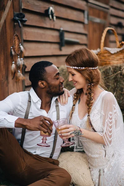 Newlyweds in the style of boho.