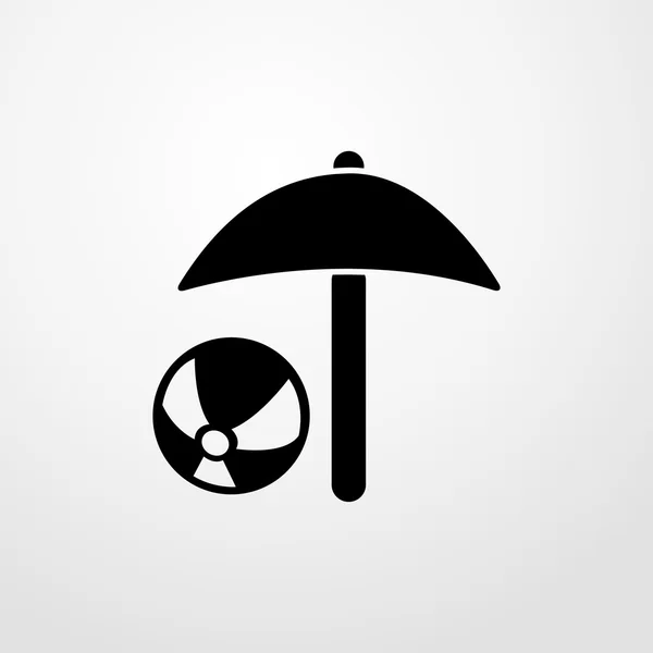 Guarda-chuva de praia e ícone de bola de praia. design plano — Vetor de Stock