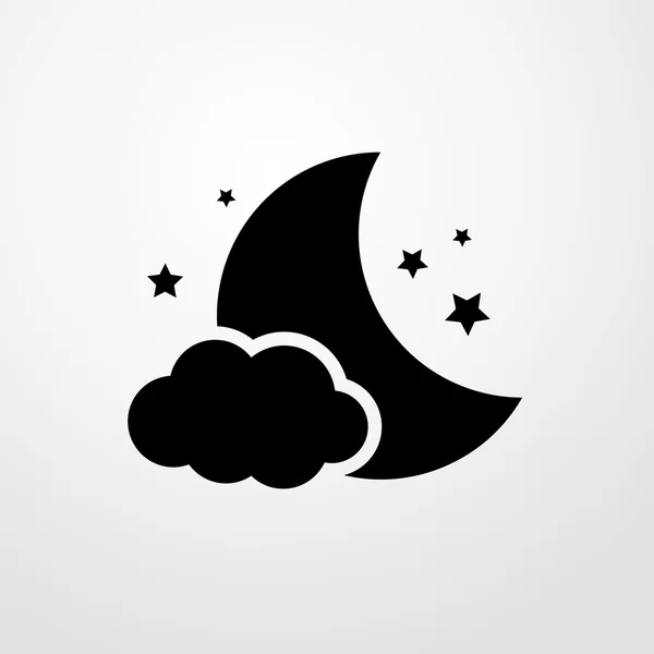 Lune avec icône nuage. design plat — Image vectorielle