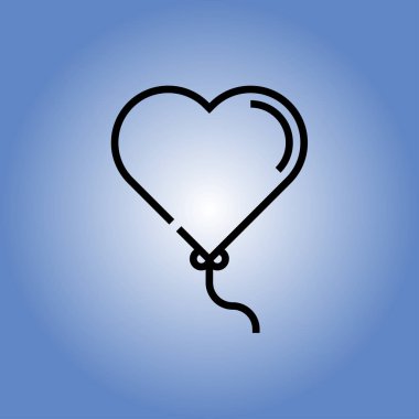 kalp balon simgesi. düz tasarım