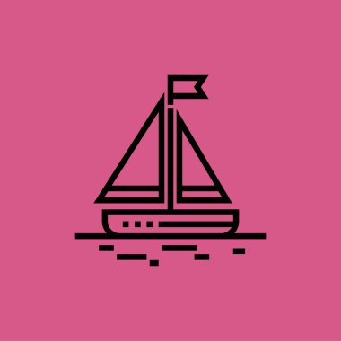 Yelkenli simgesi. Düz tasarım