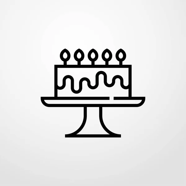 Kuchen mit Kerzen Ikone. flache Bauweise — Stockvektor