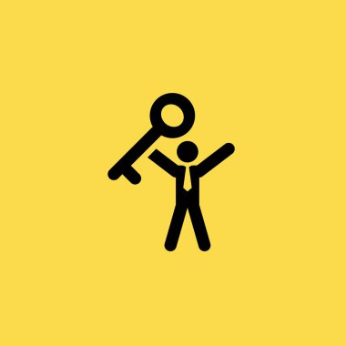 bisinessmen ve anahtar simgesi. düz tasarım